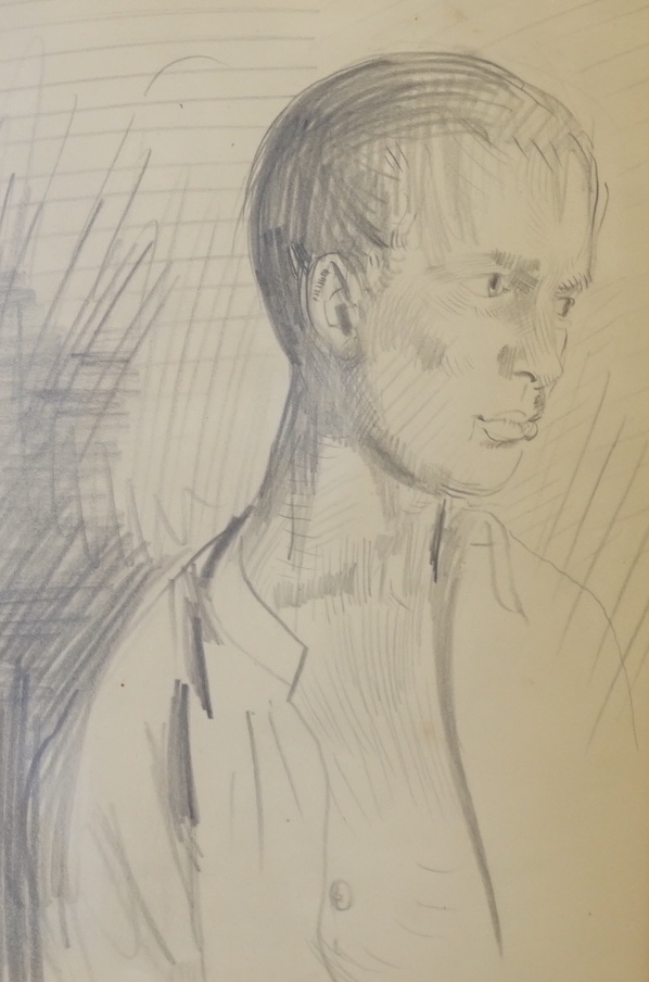 Early 20th century British School, pencil drawing, Sketch of a youth, 22 x 15cm